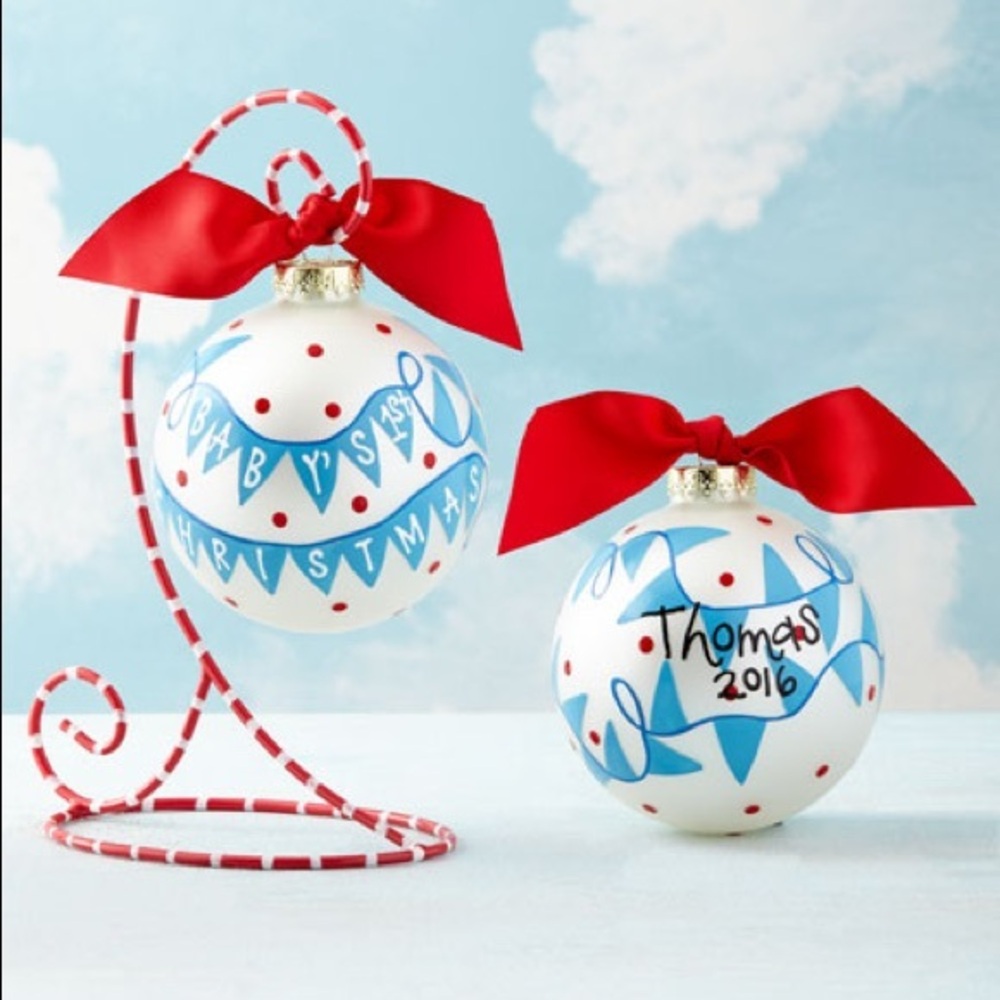 NWT Neiman Marcus Coton Colors Baby’s 1st Christmas Banner Ornament